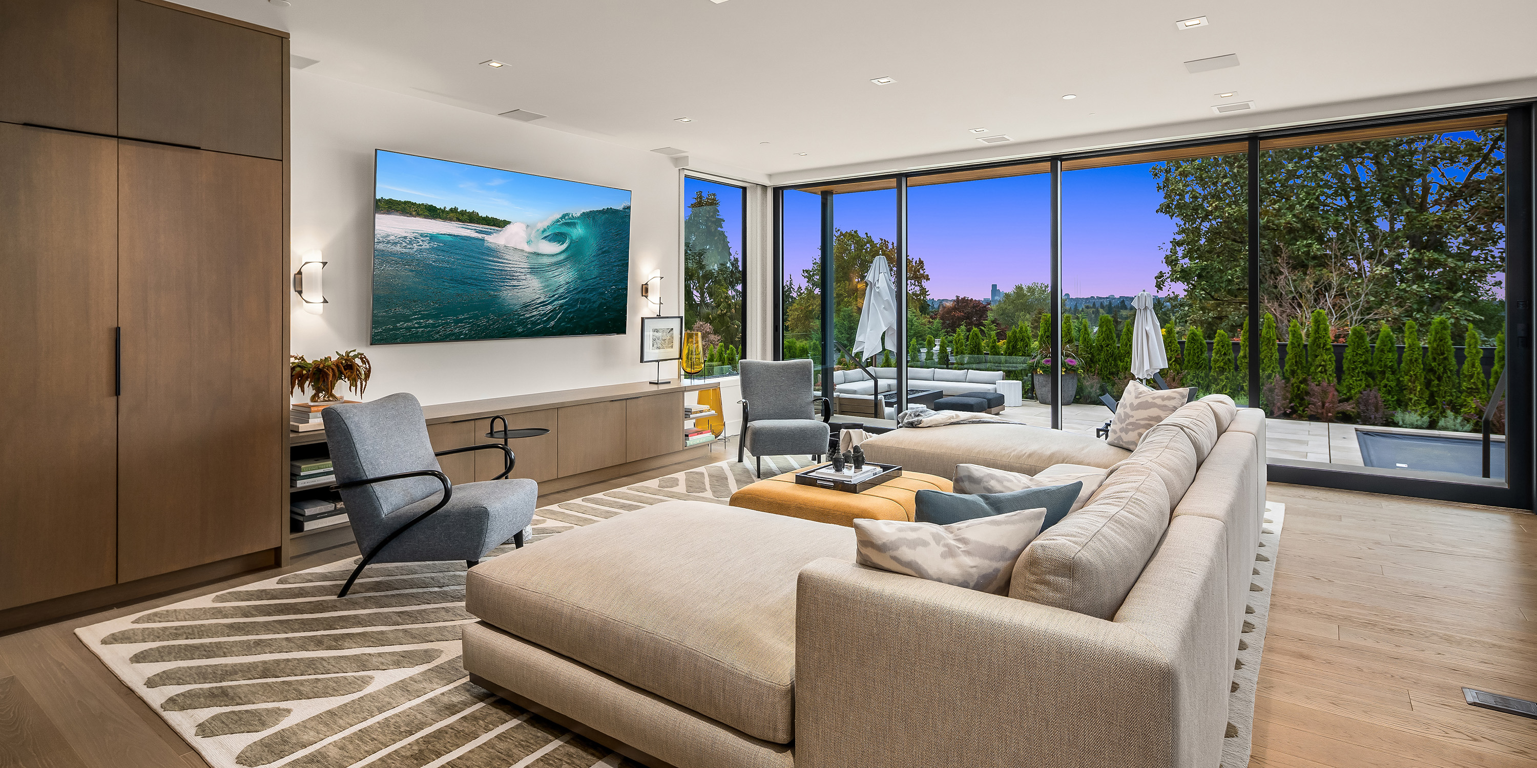 bedroom, mountains, hidden audio video, tv mounts, bed