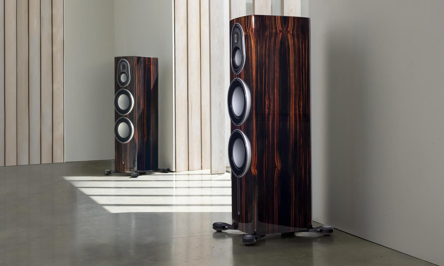 Monitor Audio, Red Couch, Standing Speakers